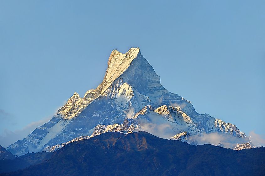 Machhapuchhre, the fishtail peak, in the Annapurna range of Nepal.
