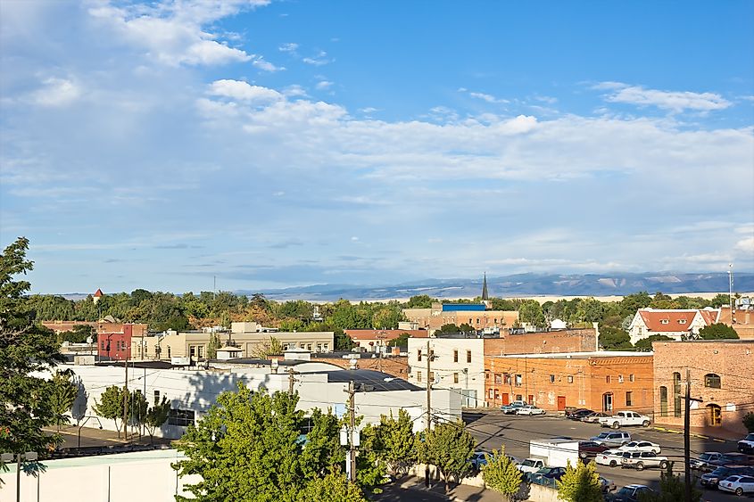 View of Walla Walla, a small city in Eastern Washington, during sunset.