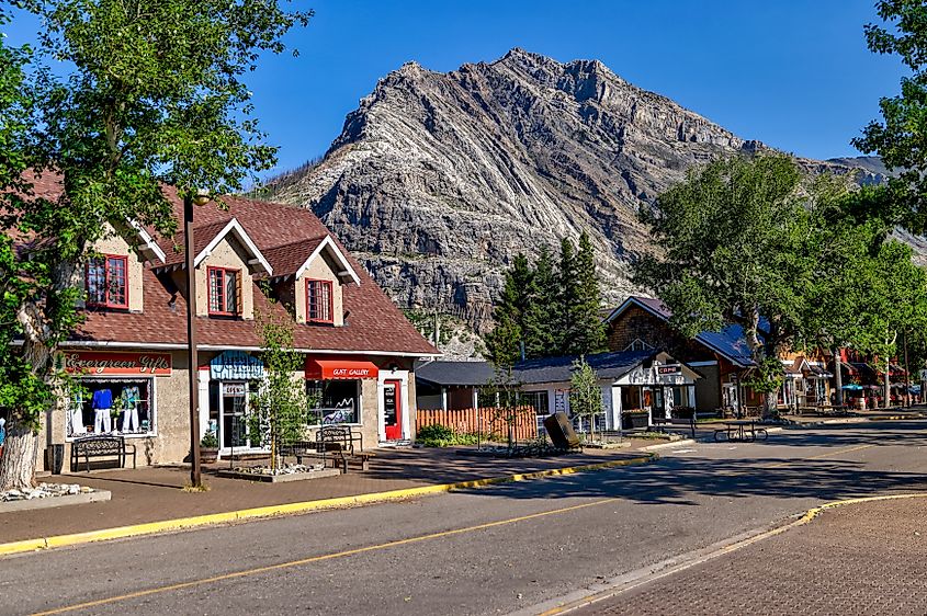 A view of Main Street in Waterton, Alberta.
