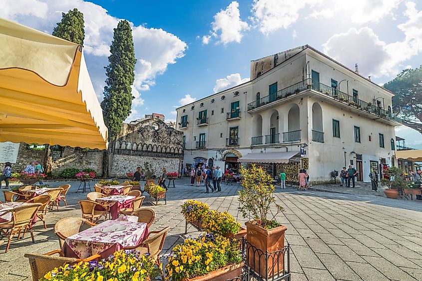 Duomo Square on a bright sunny day in Ravello, Italy