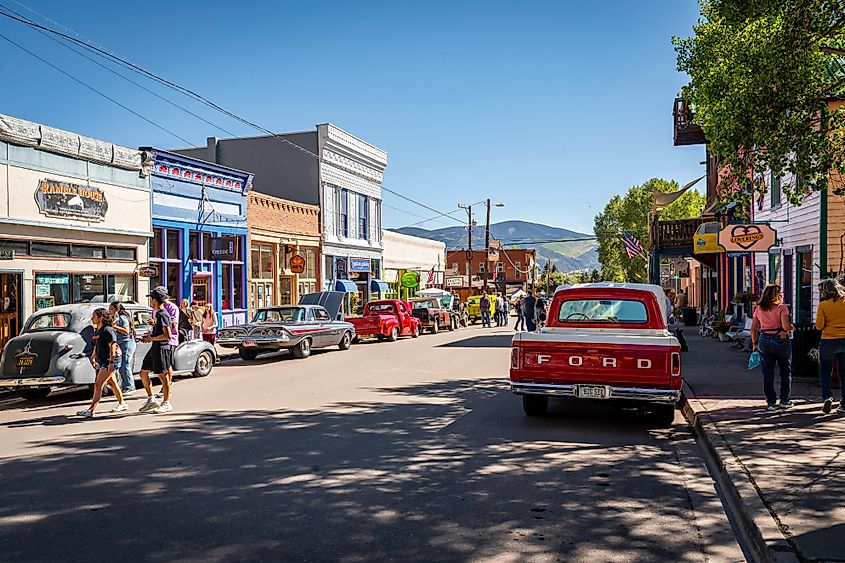 A car show in the town of Creede, Colorado.