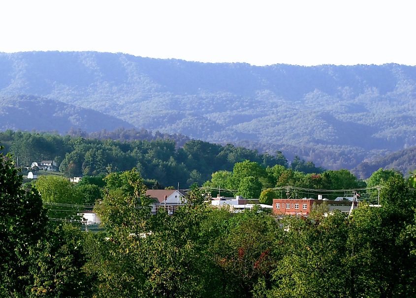 View of Mountain City and the Iron Mountains in Tennessee