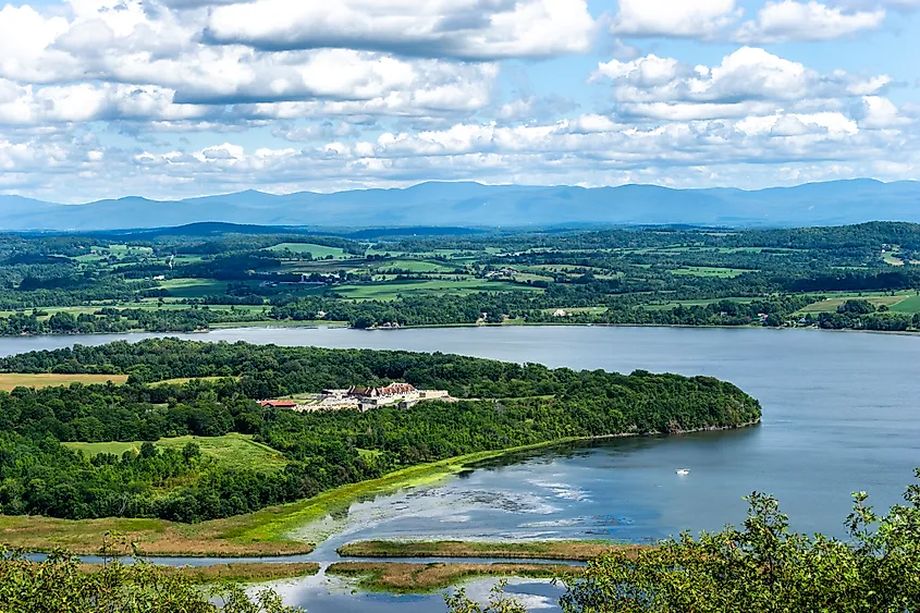 Aerial view of Ticonderoga, New York