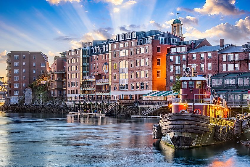 Buildings along the coast in Portsmouth, New Hampshire.