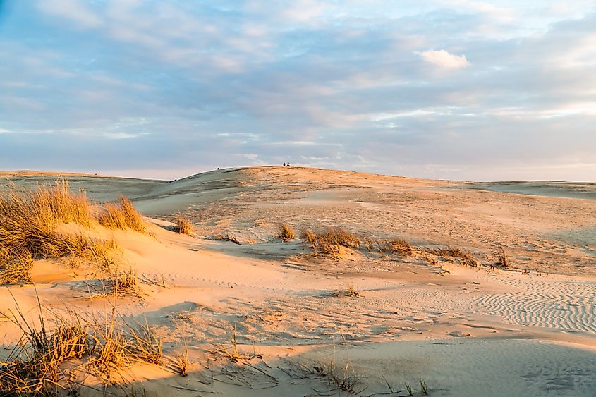 A sunset over the rolling sand dunes of Jockey’s Ridge State Park in North Carolina.