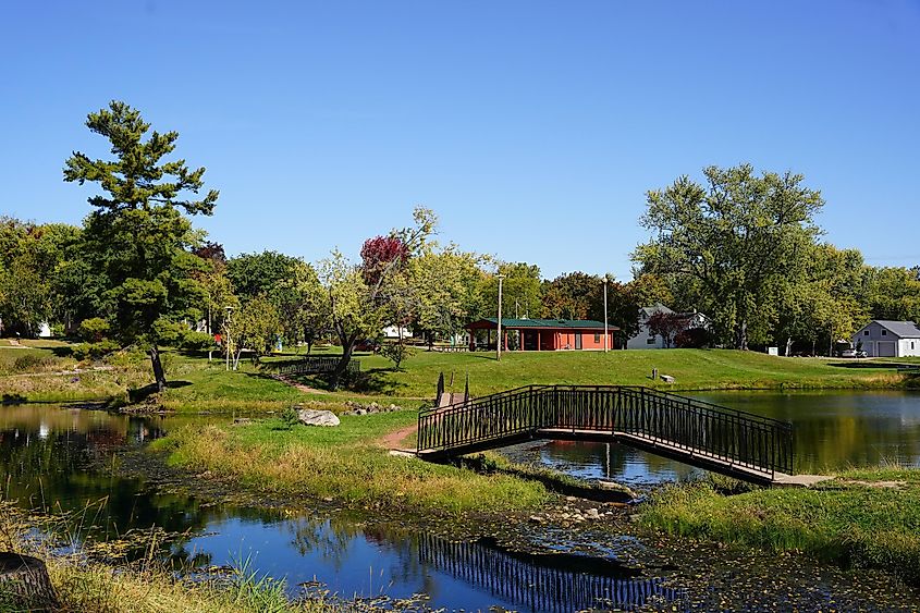 Pauquette Park in Portage, Wisconsin during the autumn season