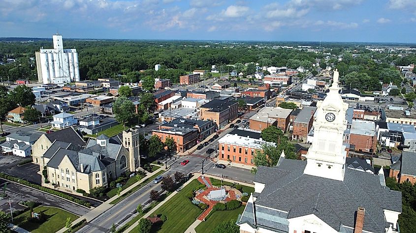 Aerial view of Marysville, Ohio.