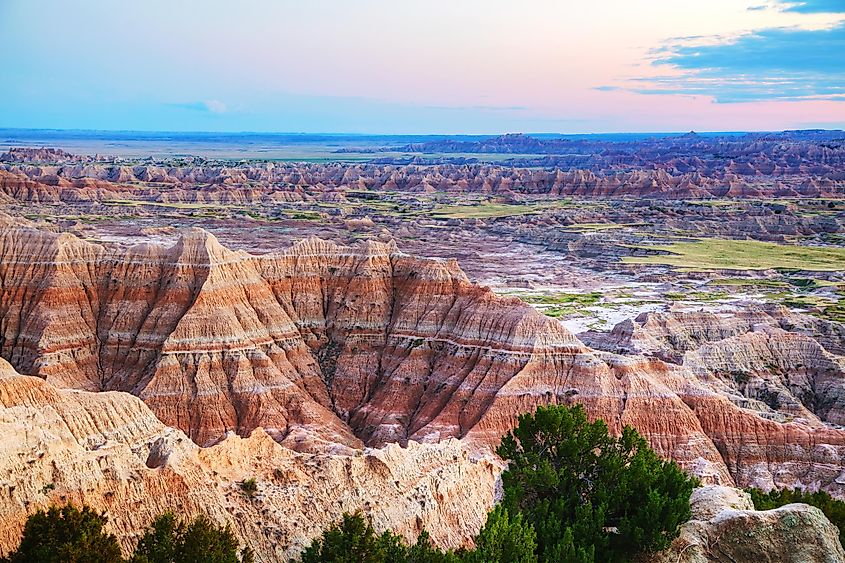 The stunning landscape of the Badlands National Park.