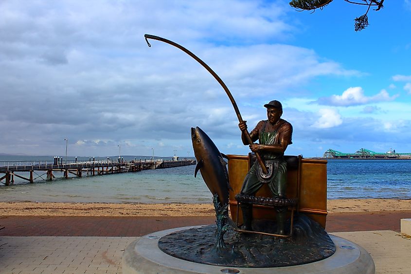 Fishing sculpture in Port Lincoln, South Australia.