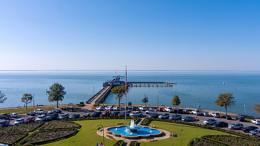 View of the Alabama Municipal Pier in Fairhope, Alabama.