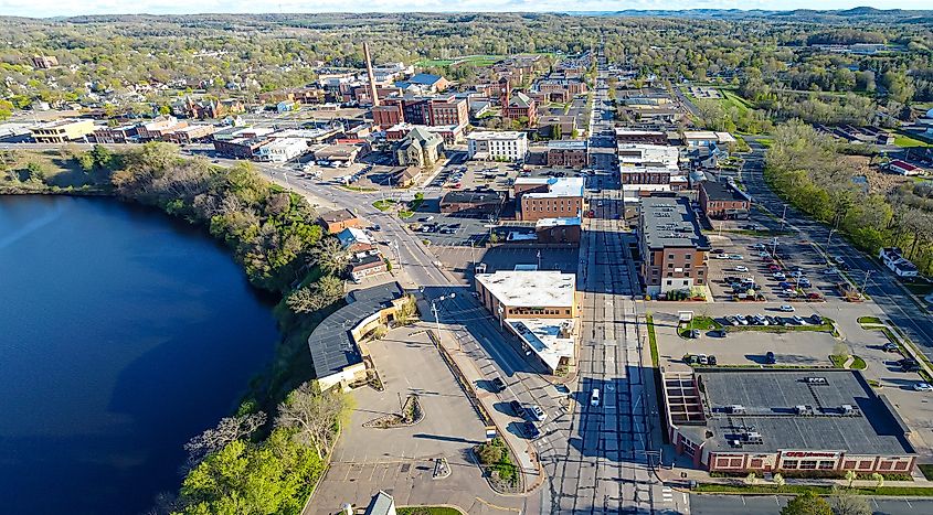 Aerial view of Menomonie, Wisconsin.