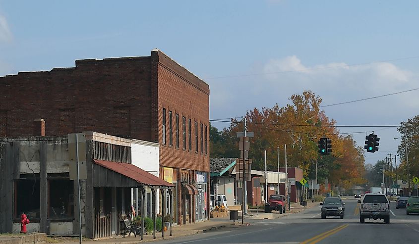 Downtown street in Talihina, Oklahoma. Image credit RaksyBH via Shutterstock