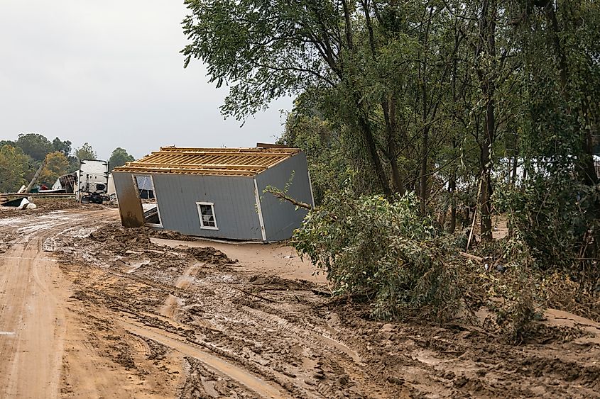 Swannanoa, North Carolina, after Hurricane Helene. Via Shutterstock / Alex Omellchuck.