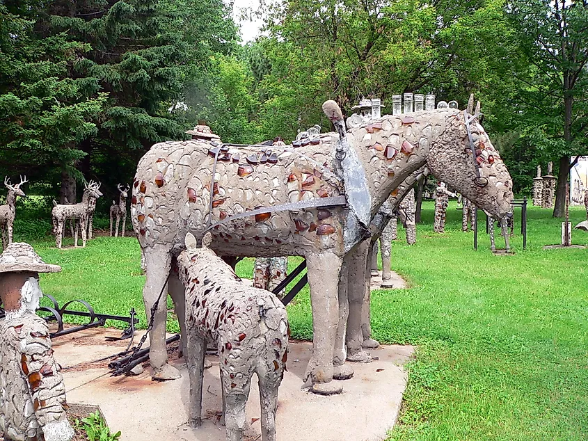 Concrete sculptures at The Wisconsin Concrete Park in Phillips, Wisconsin.