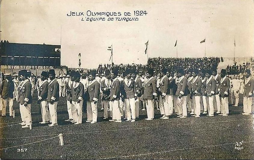 The Turkish Olympic team at the 1924 Summer Olympics in Paris.