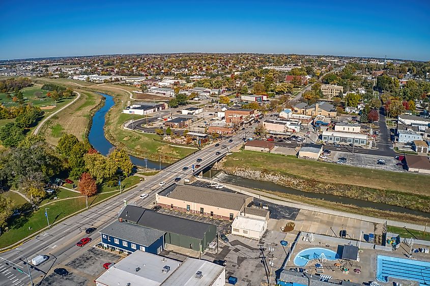 Aerial view of the Omaha suburb of Papillion, Nebraska.