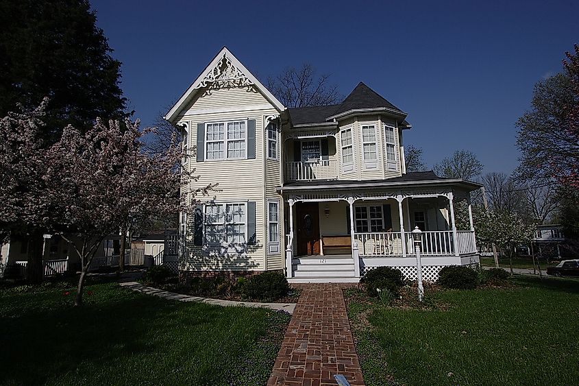 House at the corner of N Pearl St and W Center St in Lebanon, Illinois