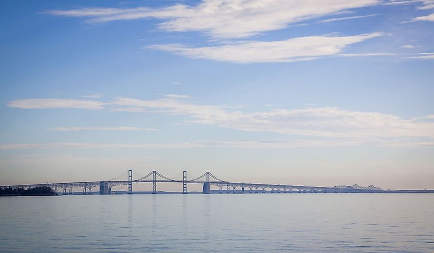 The Chesapeake Bay Bridge in Stevensville, Maryland