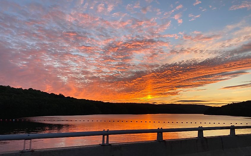 Lake Zoar with the hills of Newtown and Oxford in the distance.