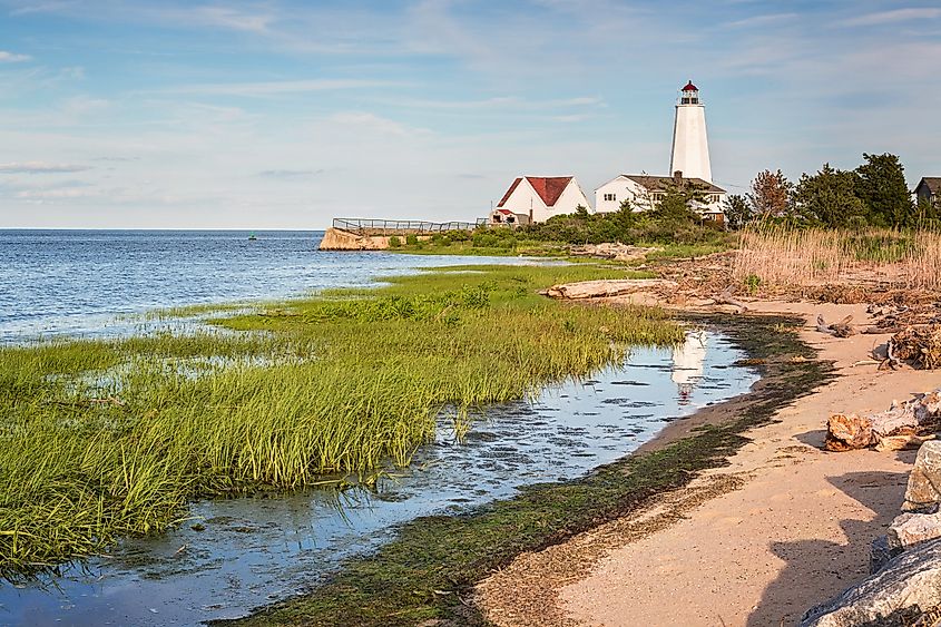 Beautiful Lynde Point Lighthouse, Old Saybrook, Connecticut.