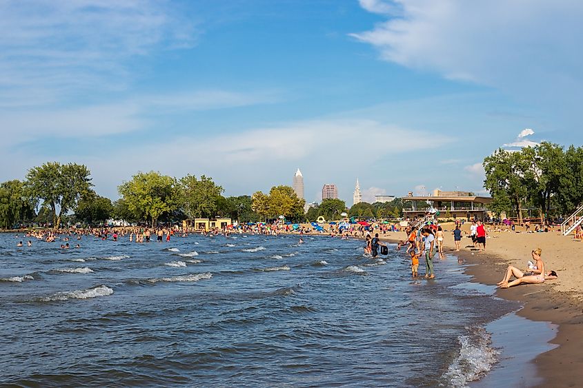 Lake Erie beach in Cleveland, Ohio.