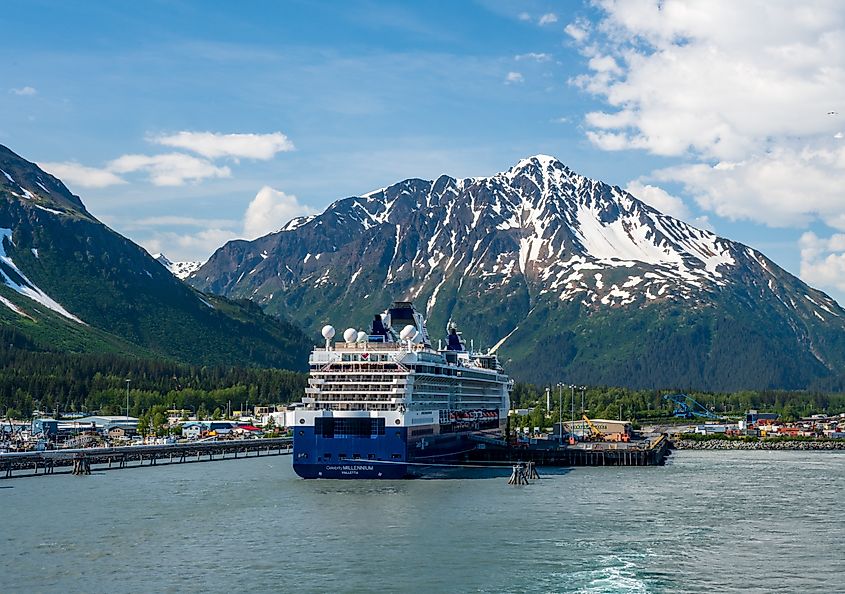 Celebrity Millennium cruise ship in the port of Seward in Alaska