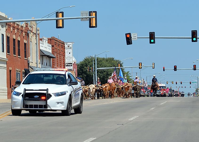 40th annual Great Plains Stampede Rodeo Association parade in Altus, Oklahoma. Editorial credit: AMFPhotography / Shutterstock.com