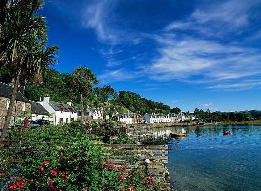 Plockton harbour in Plockton, Scotland.