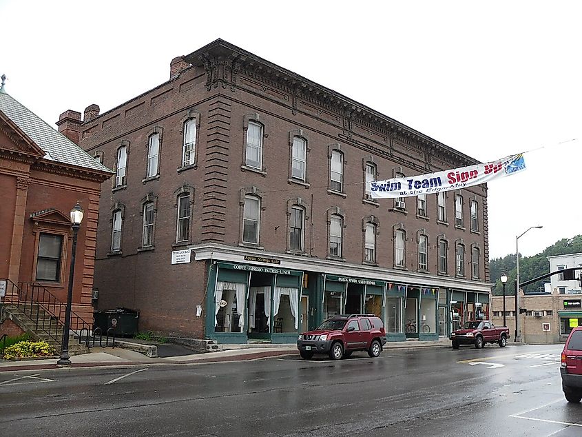 Downtown Springfield, Vermont. Image credit Dougtone, CC BY-SA 2.0, via Wikimedia Commons