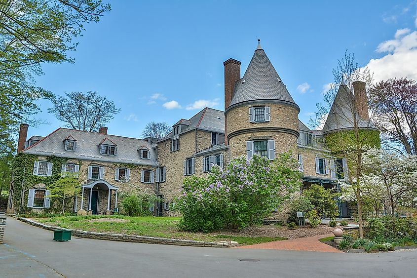 French chateau-style home of Grey Towers National Historic Site in Milford, Pennsylvania, USA. Also known as Gifford Pinchot House or The Pinchot Institute.