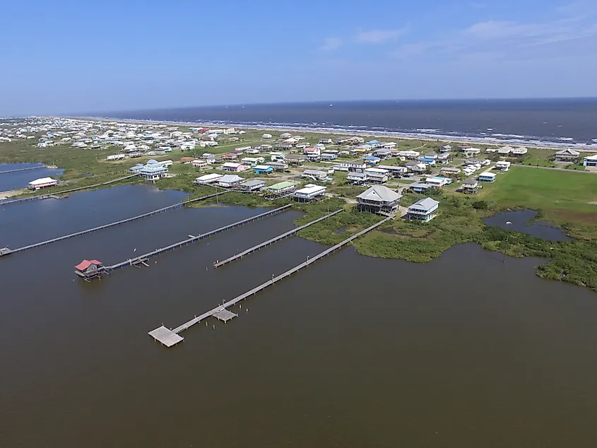 aerial photo of houses in Grand Isle, Louisiana
