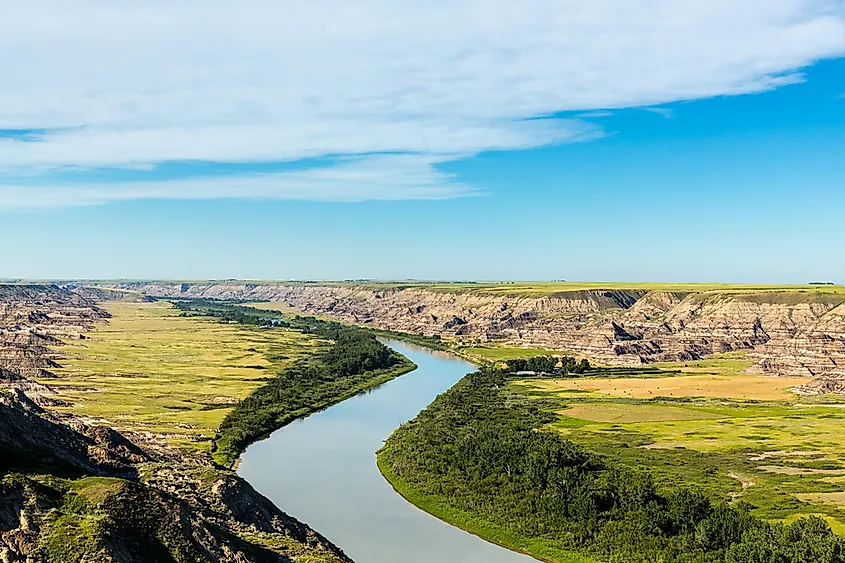Red Deer River running through the Alberta Badlands near the Badlands Guardian