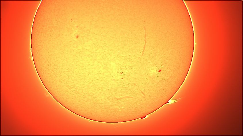The surface of the sun photographed with a solar telescope.