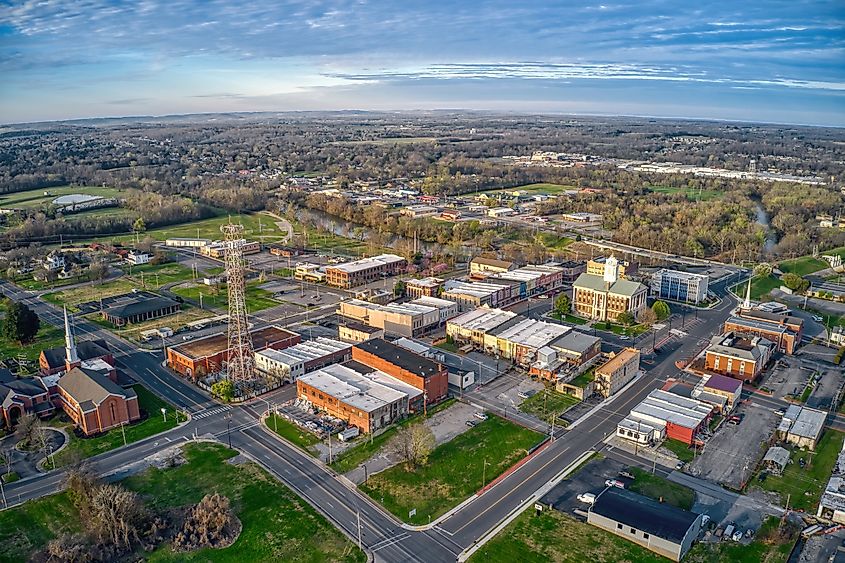 Aerial View of Shelbyville, Tennessee