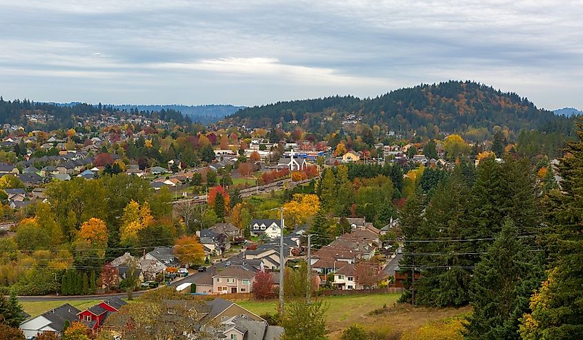 Happy Valley, Oregon, and Mount Talbert in autumn.