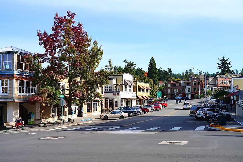 View of downtown Friday Harbor in Washington.