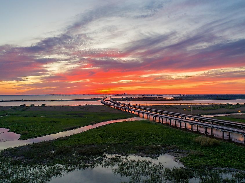 Mobile Bay, Alabama at sunset