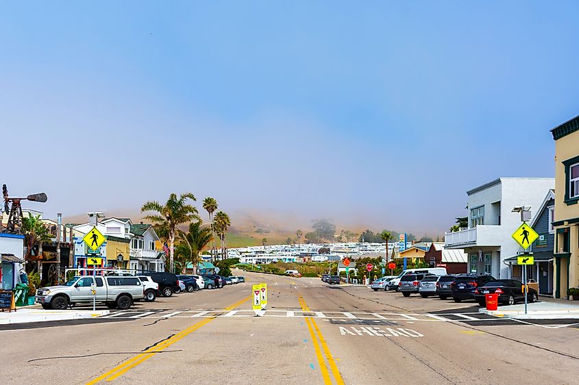 Scenic view of Ocean Avenue in downtown Cayucos