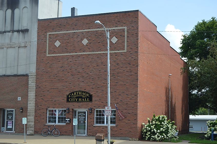 City Hall on the courthouse square in Carthage, Illinois