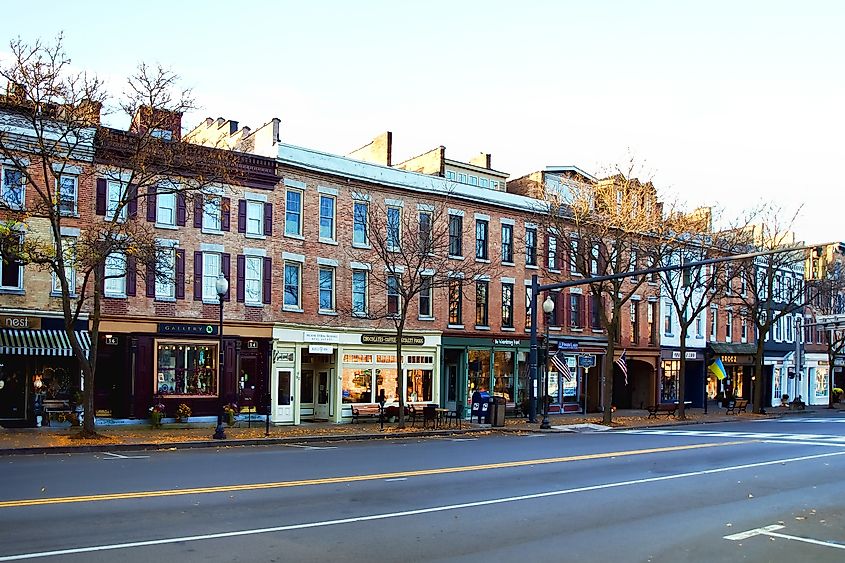 Charming shops and boutiques in the village center of Skaneateles, New York.