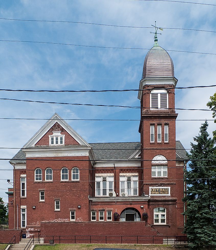 Central Falls City Hall is part of the South Central Falls Historic District, Rhode Island.