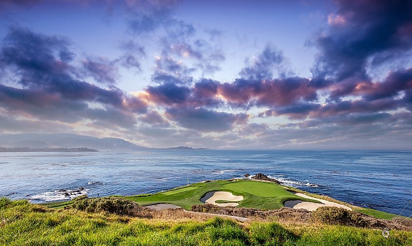 A view of Pebble Beach golf course, Hole 7, Monterey, California, USA.