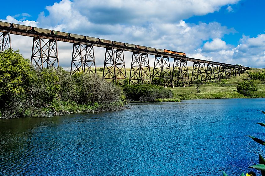 This bridge spans over the valley in Valley City, North Dakota.