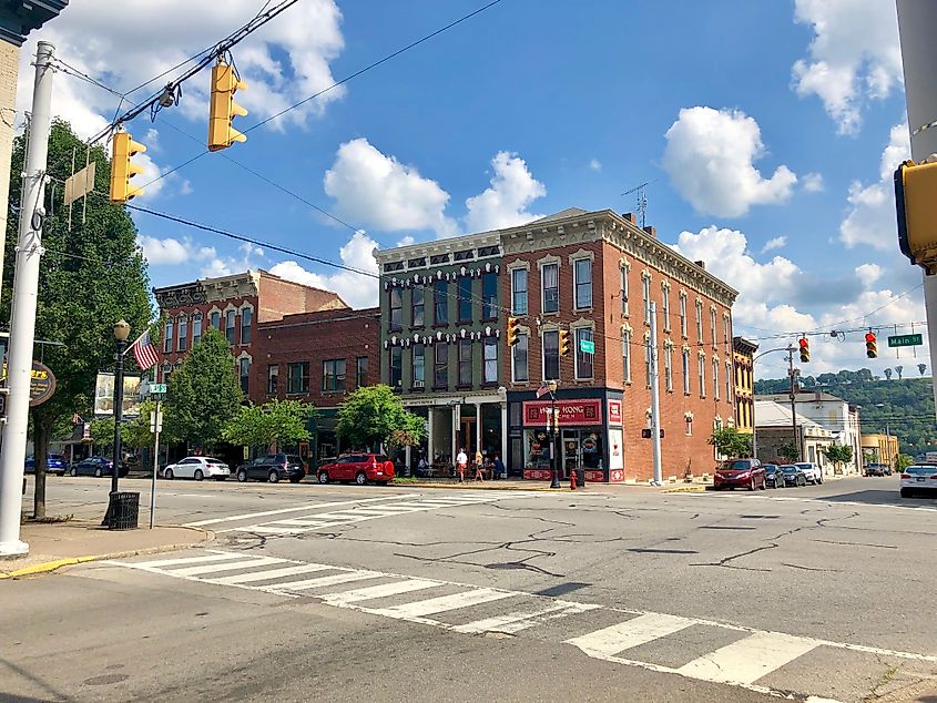 People walking along downtown Madison in Indiana.