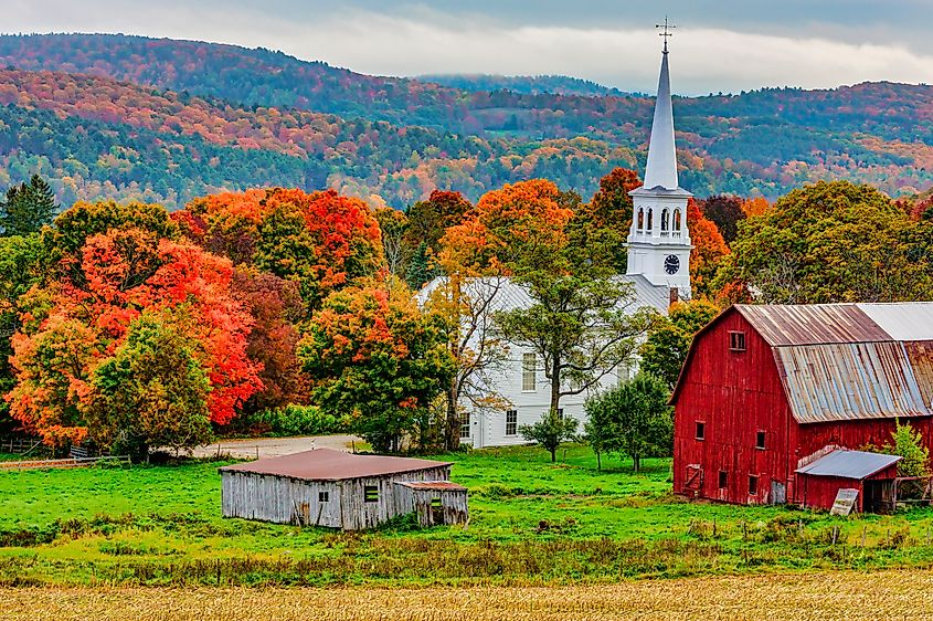 Fall foliage in Woodstock, Vermont.