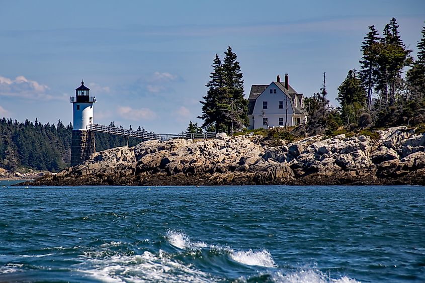 The historical Isle Au Haut Lighthouse.