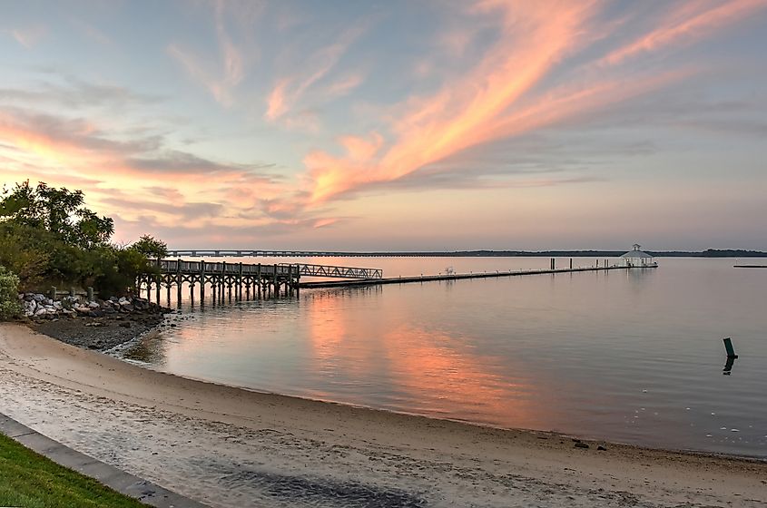 Trail along the Choptank River in Cambridge, Maryland.