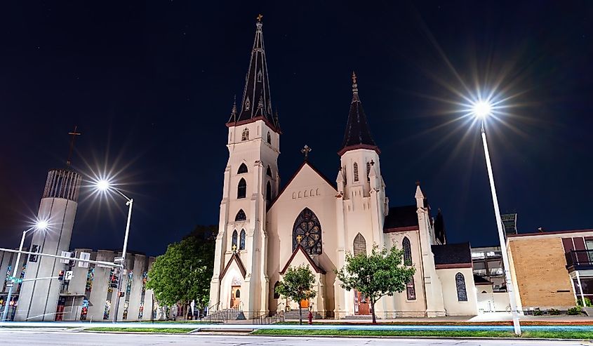 St. Mary's Catholic Church stands in downtown Lincoln, Nebraska.