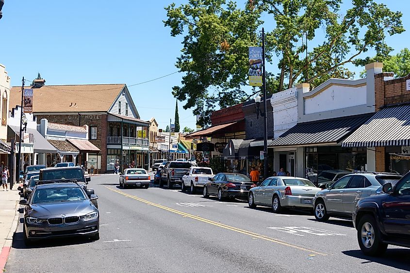 Washington Street in downtown Sonora, California.