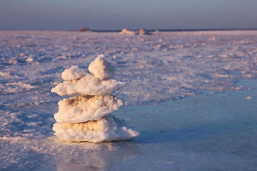 Salt deposit at the Great Salt Plains State Park in Oklahoma.